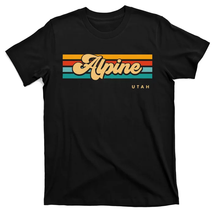 Vintage Sunset Stripes Alpine Utah T-Shirt