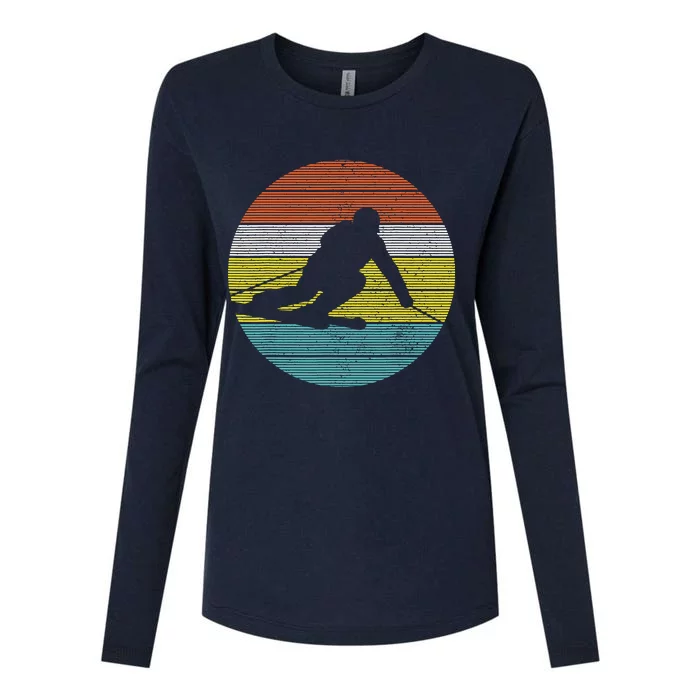 Vintage Ski Skiing Winter Sports Racing Skier Gift Womens Cotton Relaxed Long Sleeve T-Shirt