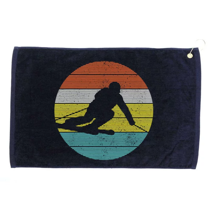 Vintage Ski Skiing Winter Sports Racing Skier Gift Grommeted Golf Towel