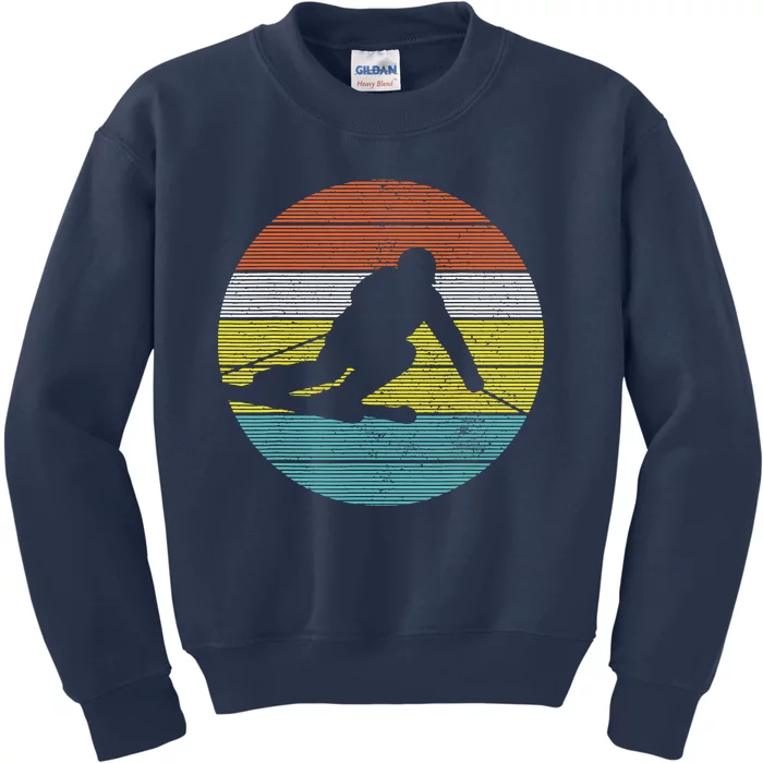 Vintage Ski Skiing Winter Sports Racing Skier Gift Kids Sweatshirt