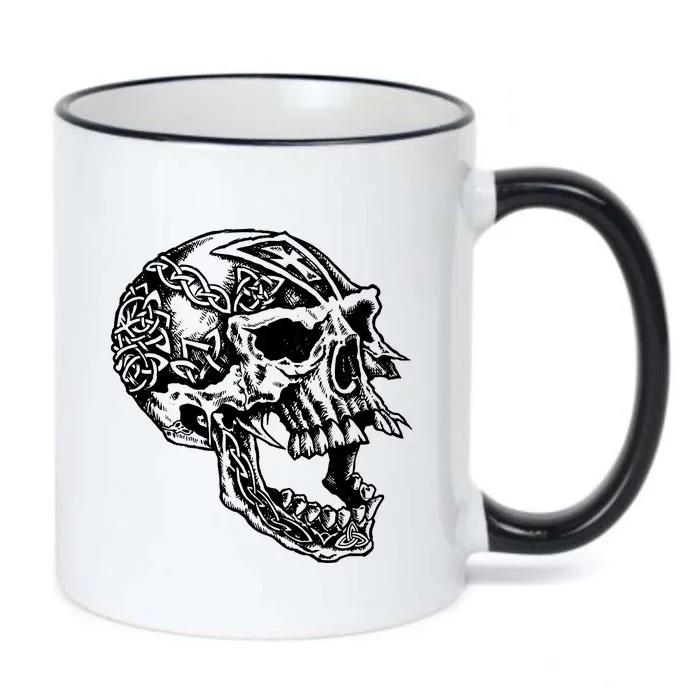 Viking Skull Symbols Black Color Changing Mug