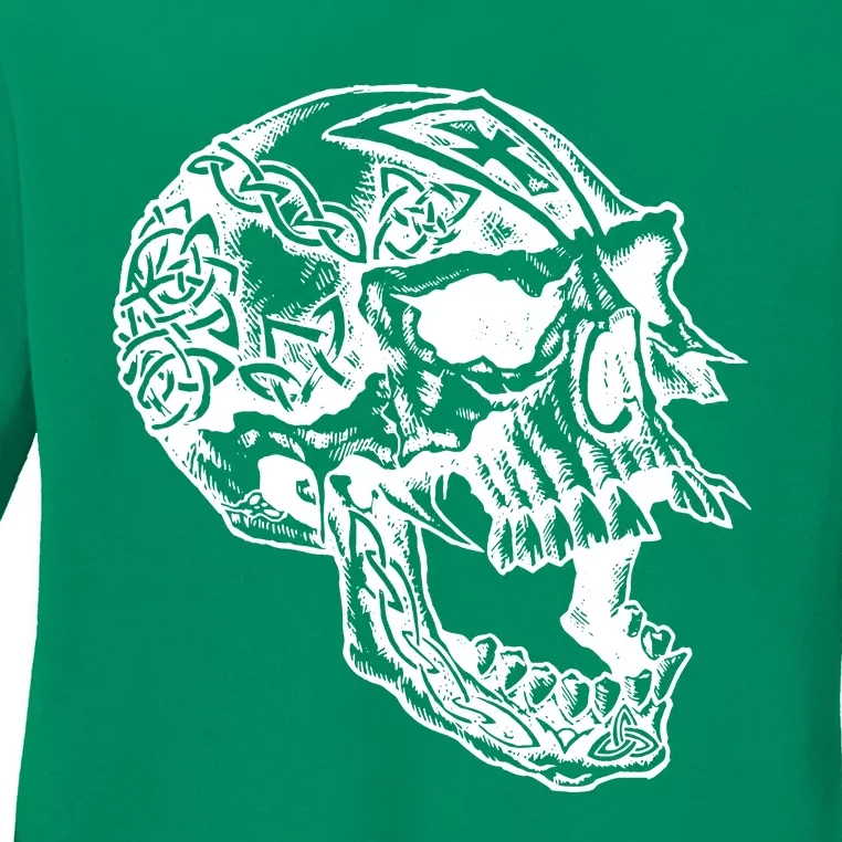 Viking Skull Symbols Ladies Long Sleeve Shirt