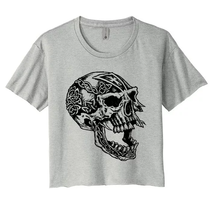 Viking Skull Symbols Women's Crop Top Tee