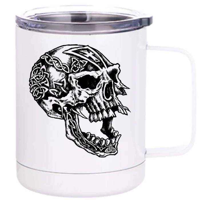 Viking Skull Symbols Front & Back 12oz Stainless Steel Tumbler Cup