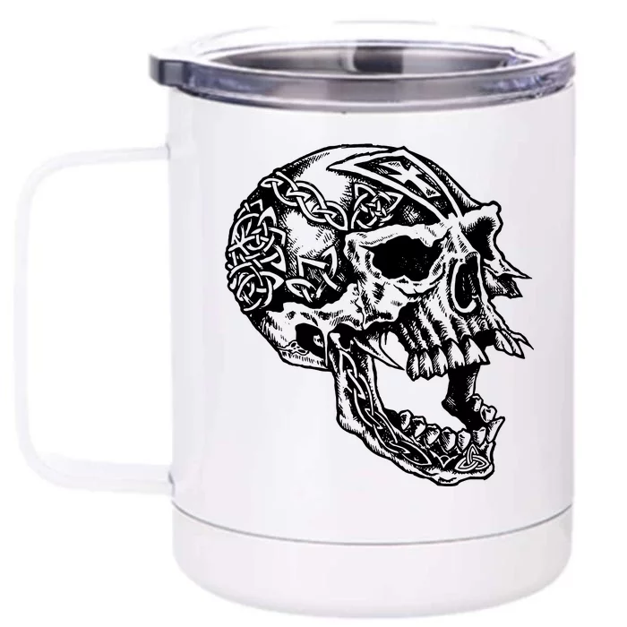 Viking Skull Symbols Front & Back 12oz Stainless Steel Tumbler Cup