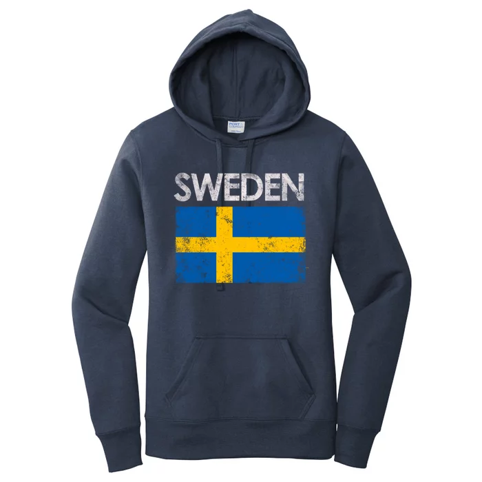 Vintage Sweden Swedish Flag Pride Gift Cool Gift Women's Pullover Hoodie