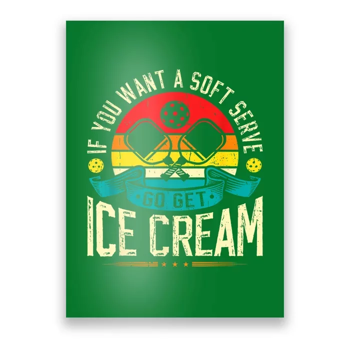 Vintage Soft Serve Ice Cream Pickleball Sport Gift Ideas Poster