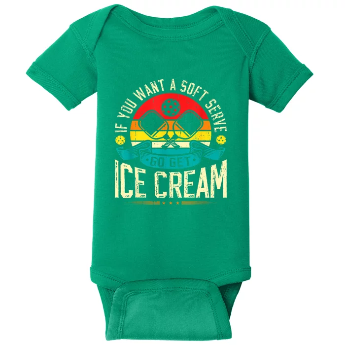 Vintage Soft Serve Ice Cream Pickleball Sport Gift Ideas Baby Bodysuit