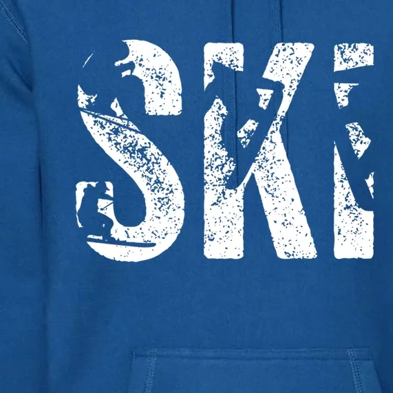 Vintage Ski Snowboard Retro Skiing Snowboarding Ski Lover Gift Premium Hoodie