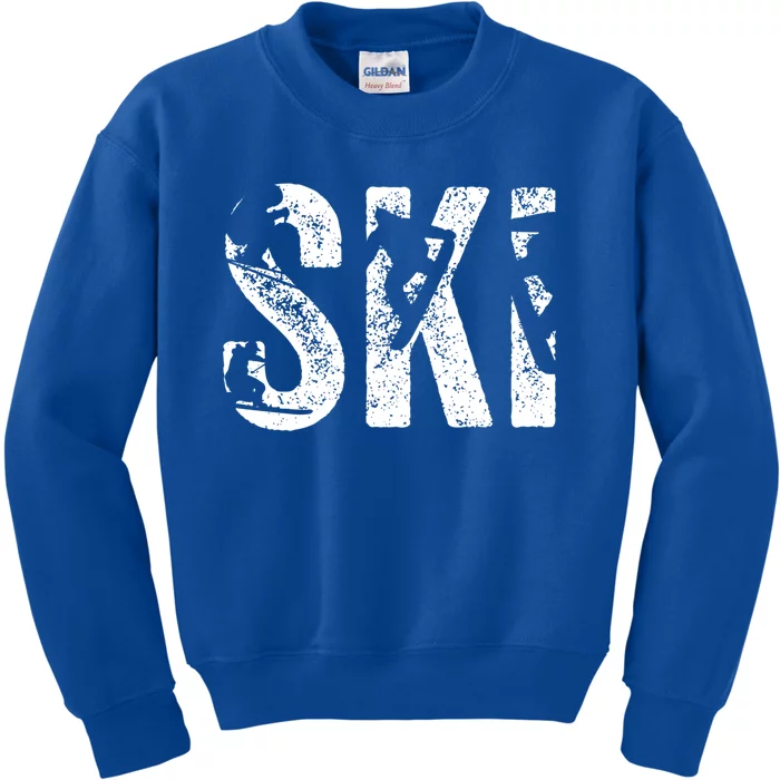 Vintage Ski Snowboard Retro Skiing Snowboarding Ski Lover Gift Kids Sweatshirt