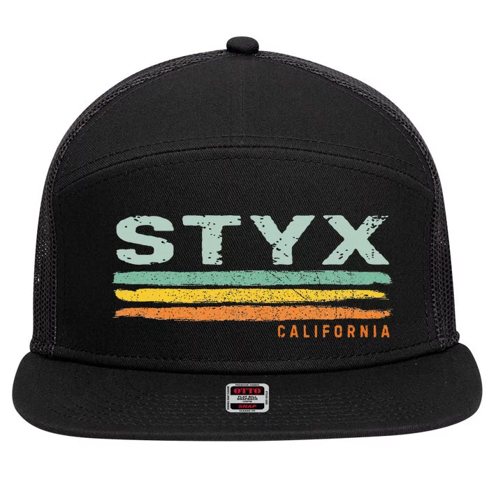 Vintage Stripes Styx Ca 7 Panel Mesh Trucker Snapback Hat