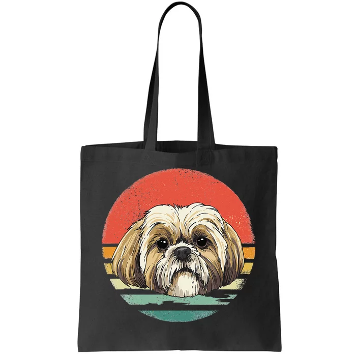 Vintage Shih Tzu Dog Animal Face Pet Puppy Shih Tzu Mom Dad Tote Bag