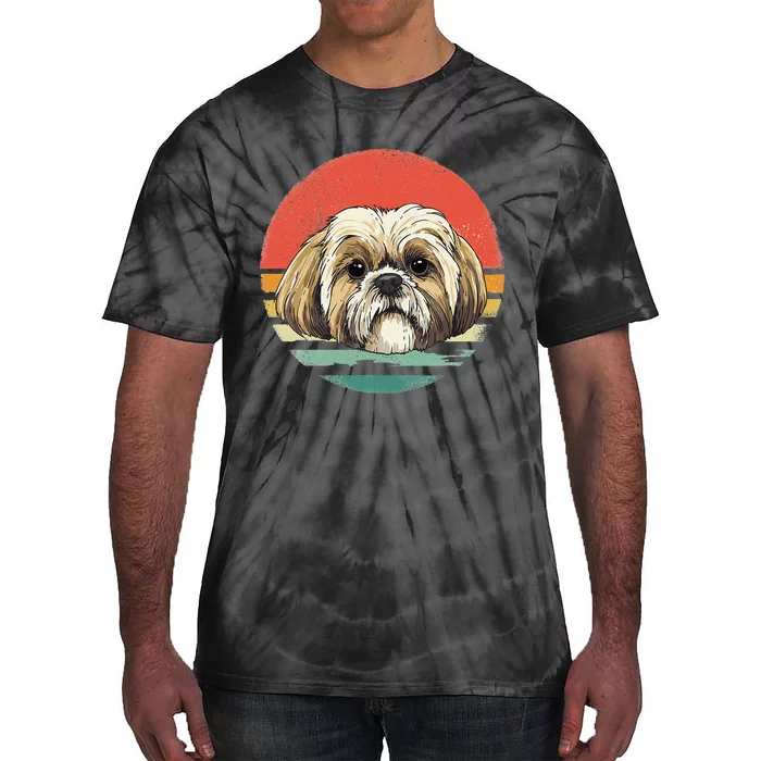 Vintage Shih Tzu Dog Animal Face Pet Puppy Shih Tzu Mom Dad Tie-Dye T-Shirt