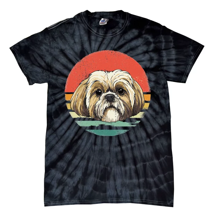 Vintage Shih Tzu Dog Animal Face Pet Puppy Shih Tzu Mom Dad Tie-Dye T-Shirt