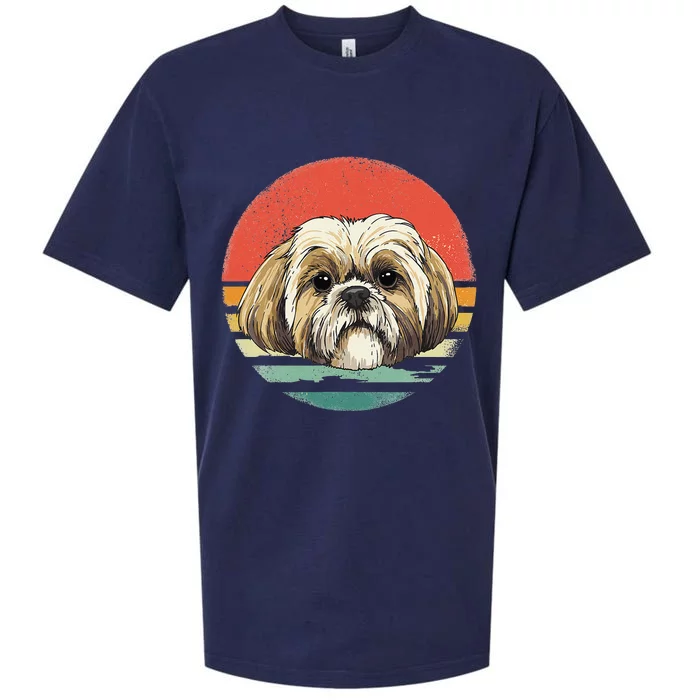 Vintage Shih Tzu Dog Animal Face Pet Puppy Shih Tzu Mom Dad Sueded Cloud Jersey T-Shirt