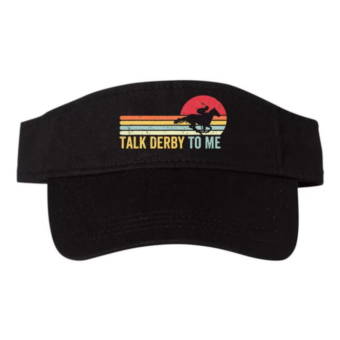 Vintage Sunset Talk Derby To Me Groovy Horse Lover Derby Day Valucap Bio-Washed Visor