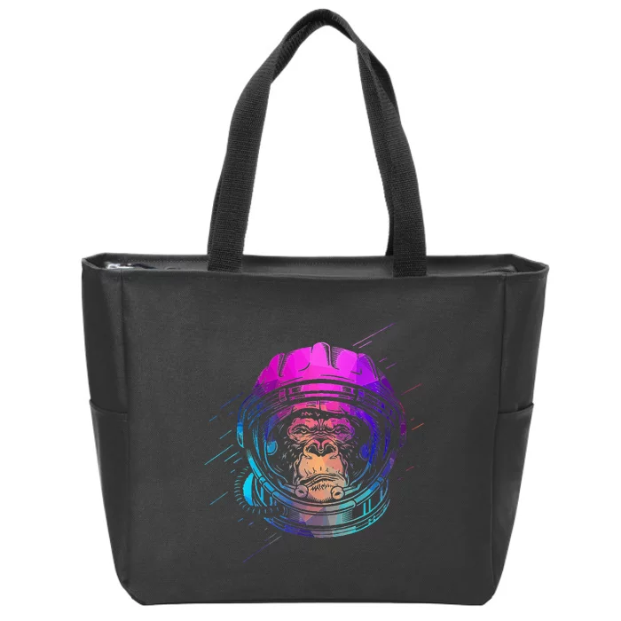 Vintage Space Travel Astronaut Monkey Zip Tote Bag