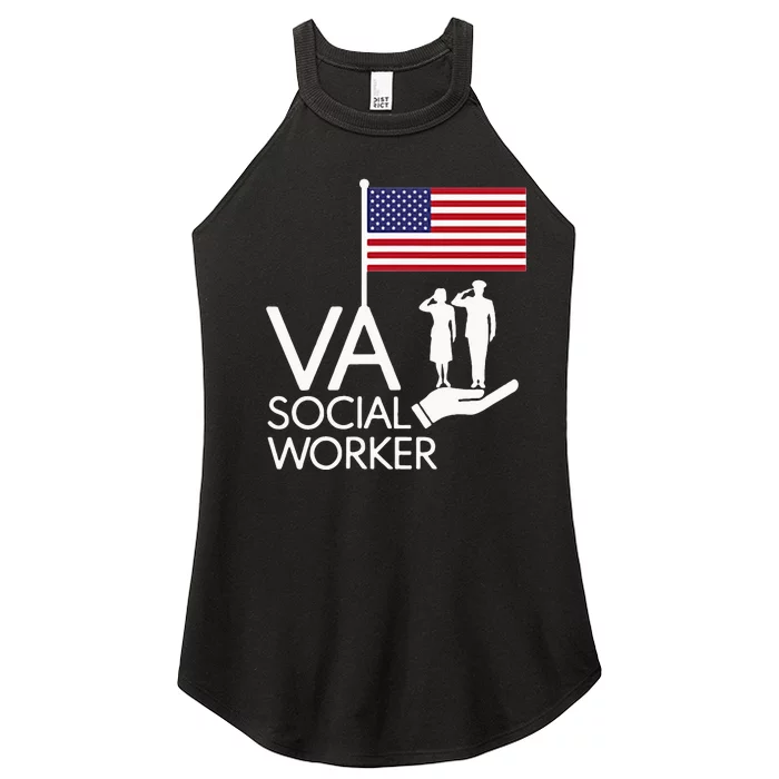 Veterans Saluting The Flag Supported By VA Social Workers Women’s Perfect Tri Rocker Tank