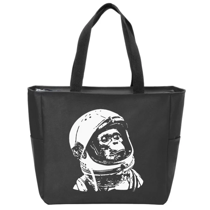 Vintage Space Travel Astronaut Monkey Zip Tote Bag