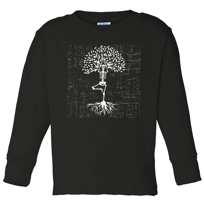 Vintage Skeleton Tree Of LIfe Graphic Toddler Long Sleeve Shirt