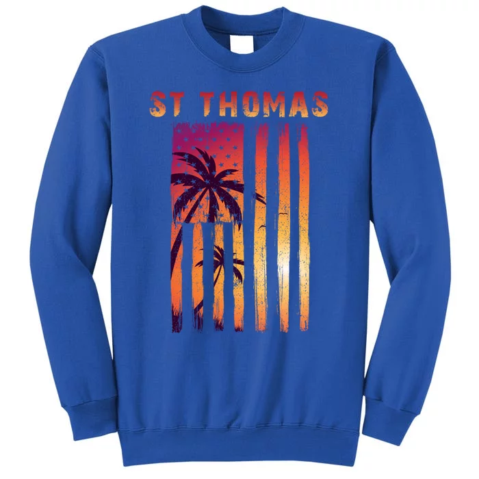 Vintage St Thomas Us Virgin Islands Patriotic Flag Gift Tall Sweatshirt