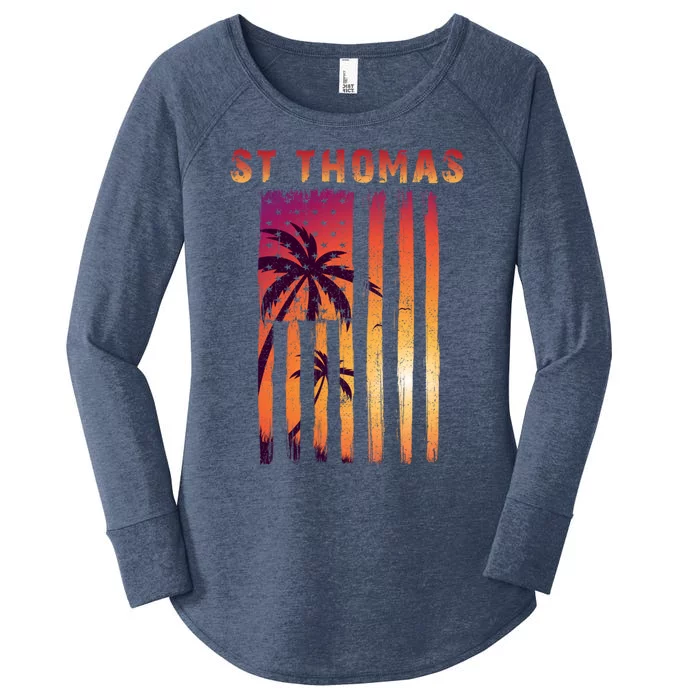 Vintage St Thomas Us Virgin Islands Patriotic Flag Gift Women's Perfect Tri Tunic Long Sleeve Shirt