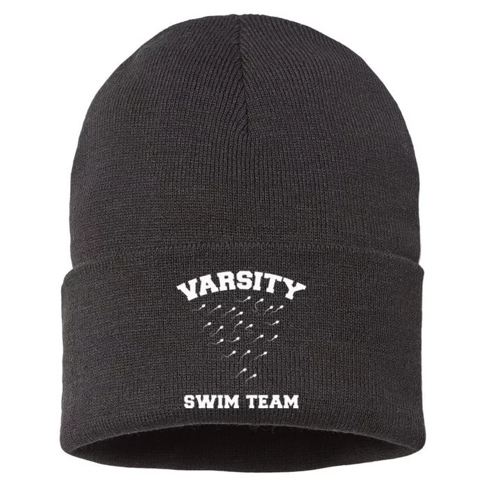 Varsity Swim Team Swimming Sperm Sustainable Knit Beanie