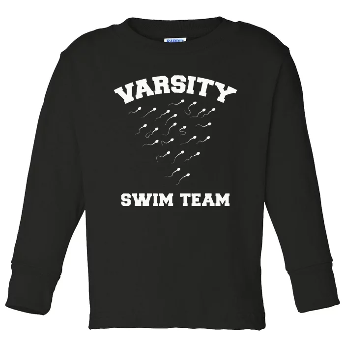 Varsity Swim Team Swimming Sperm Toddler Long Sleeve Shirt