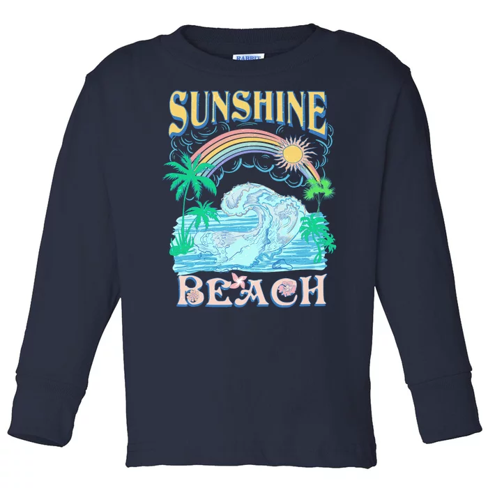 Vintage Summer Time Sunshine Beach Toddler Long Sleeve Shirt