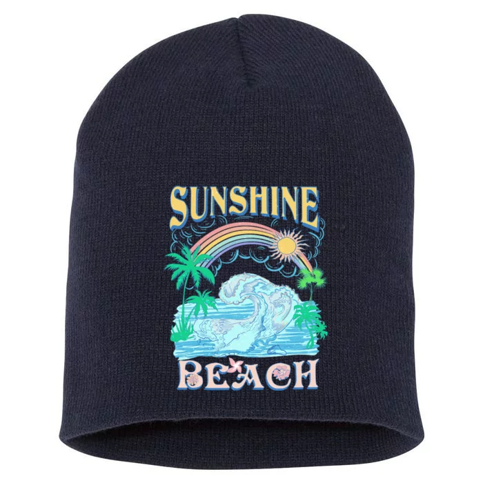 Vintage Summer Time Sunshine Beach Short Acrylic Beanie