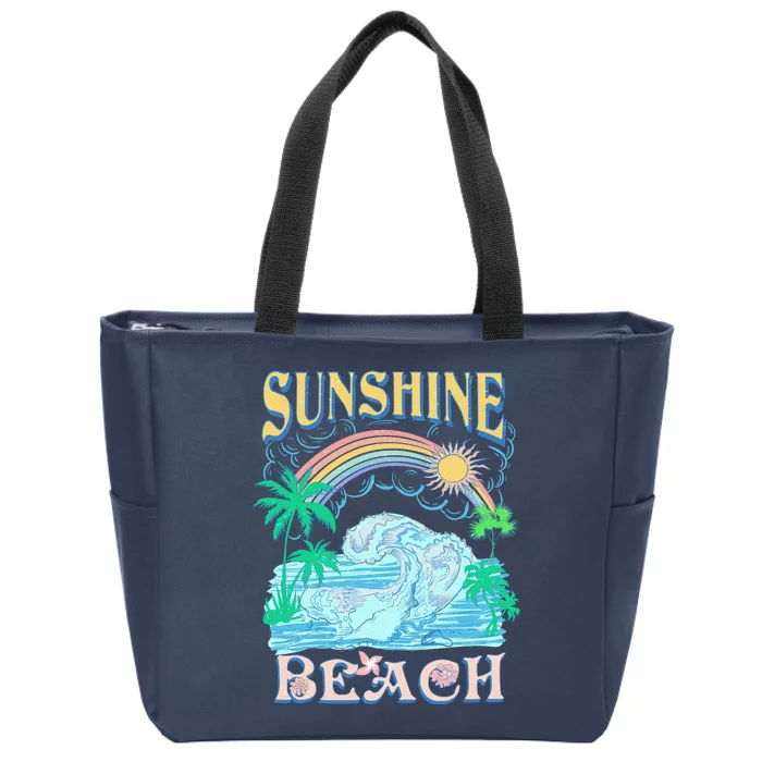 Vintage Summer Time Sunshine Beach Zip Tote Bag