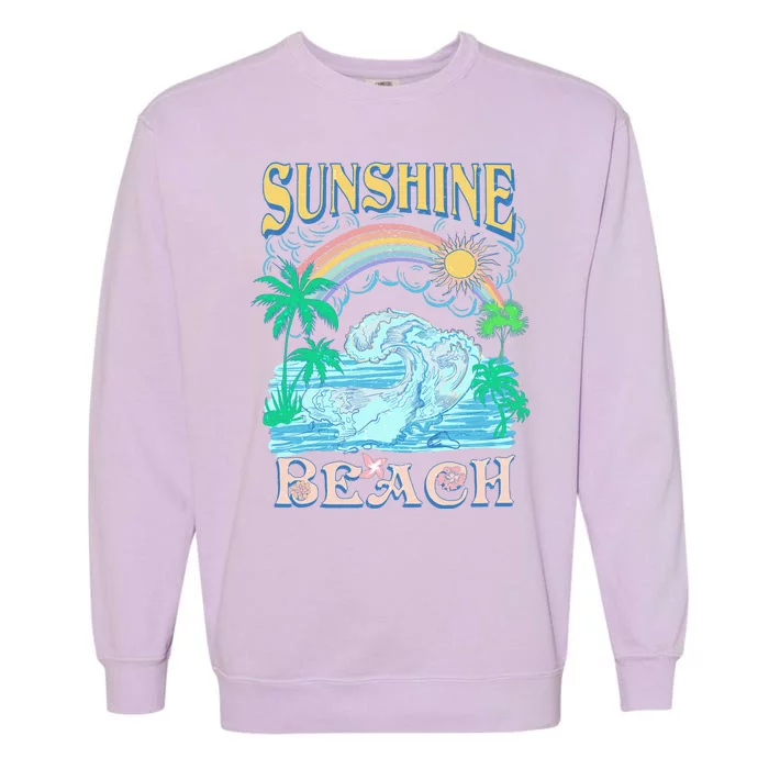 Vintage Summer Time Sunshine Beach Garment-Dyed Sweatshirt