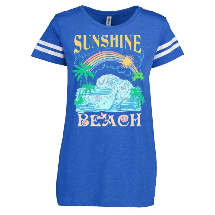 Vintage Summer Time Sunshine Beach Enza Ladies Jersey Football T-Shirt