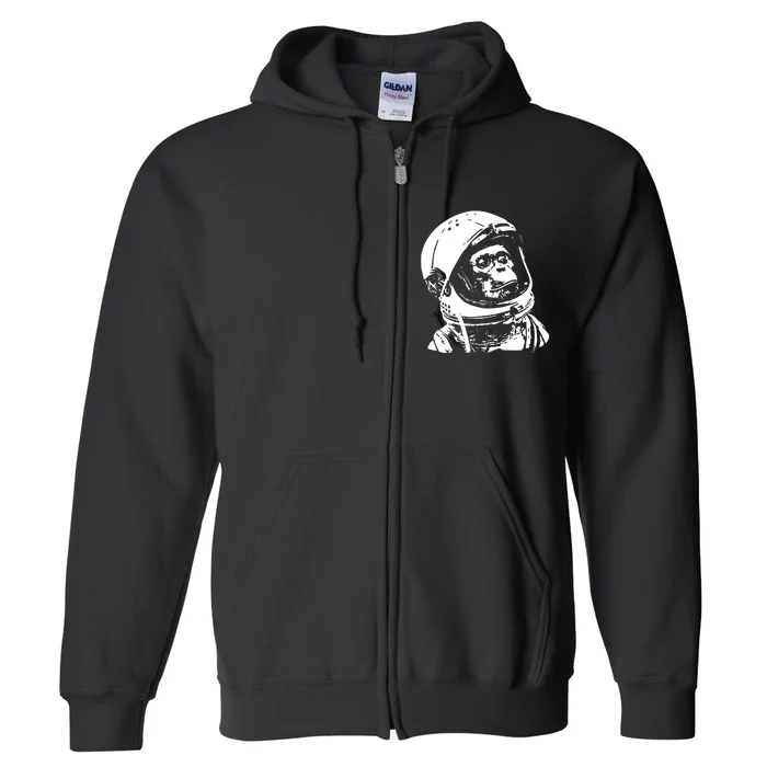 Vintage Space Travel Astronaut Monkey Full Zip Hoodie