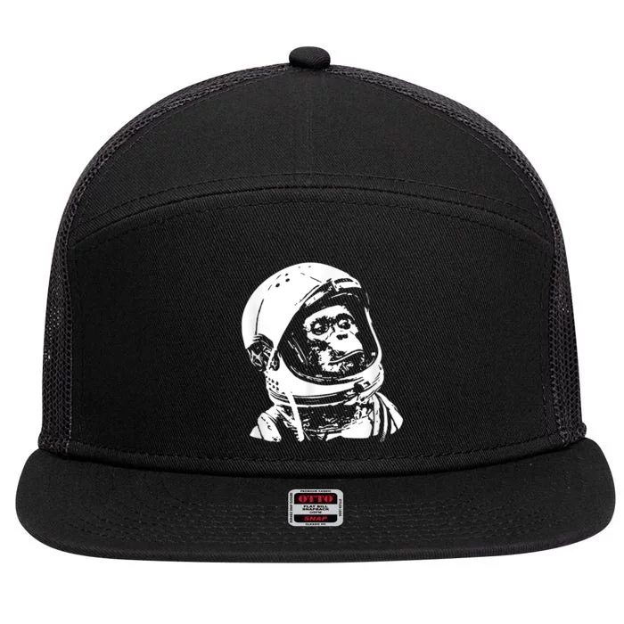 Vintage Space Travel Astronaut Monkey 7 Panel Mesh Trucker Snapback Hat