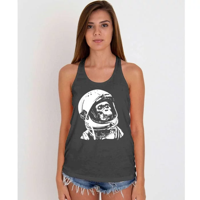 Vintage Space Travel Astronaut Monkey Women's Knotted Racerback Tank