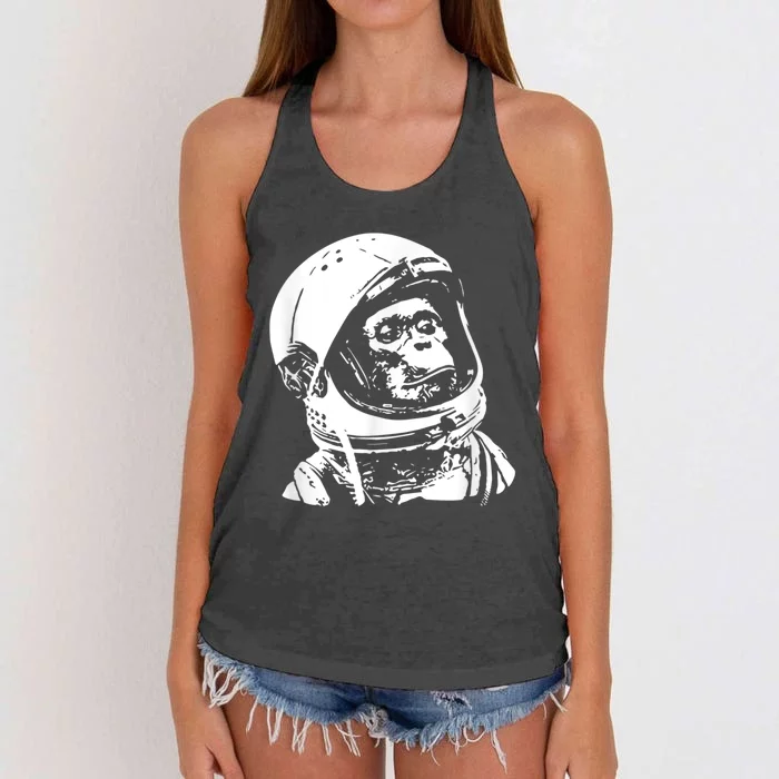 Vintage Space Travel Astronaut Monkey Women's Knotted Racerback Tank