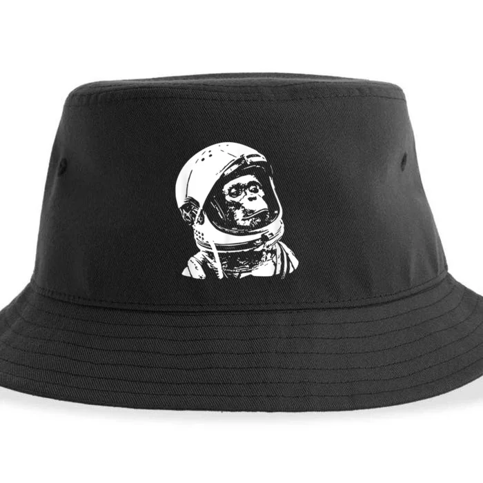 Vintage Space Travel Astronaut Monkey Sustainable Bucket Hat