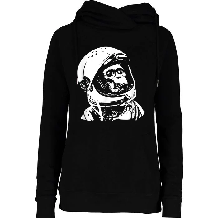 Vintage Space Travel Astronaut Monkey Womens Funnel Neck Pullover Hood