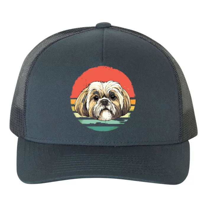 Vintage Shih Tzu Dog Animal Face Pet Puppy Shih Tzu Mom Dad Yupoong Adult 5-Panel Trucker Hat