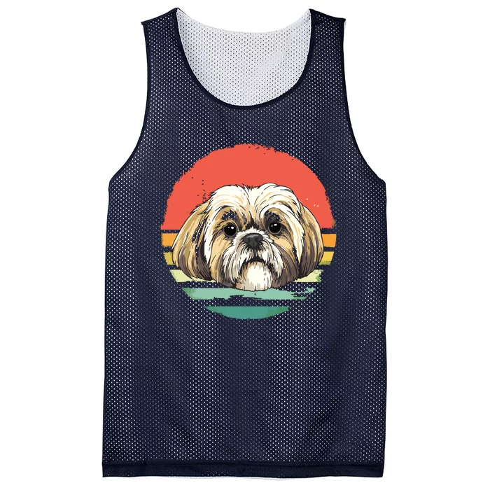 Vintage Shih Tzu Dog Animal Face Pet Puppy Shih Tzu Mom Dad Mesh Reversible Basketball Jersey Tank