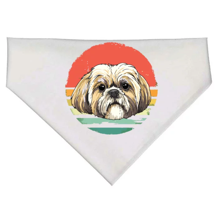 Vintage Shih Tzu Dog Animal Face Pet Puppy Shih Tzu Mom Dad USA-Made Doggie Bandana