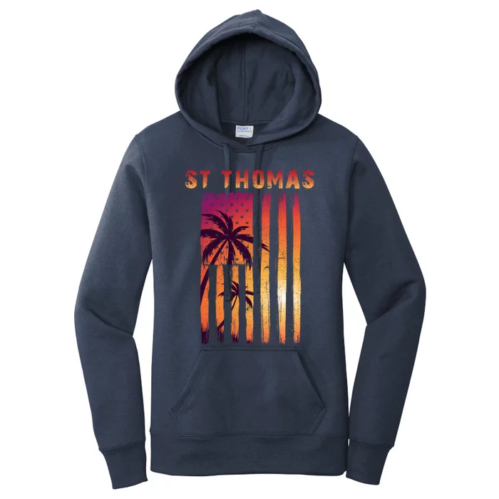 Vintage St Thomas Us Virgin Islands Patriotic Flag Cute Gift Women's Pullover Hoodie