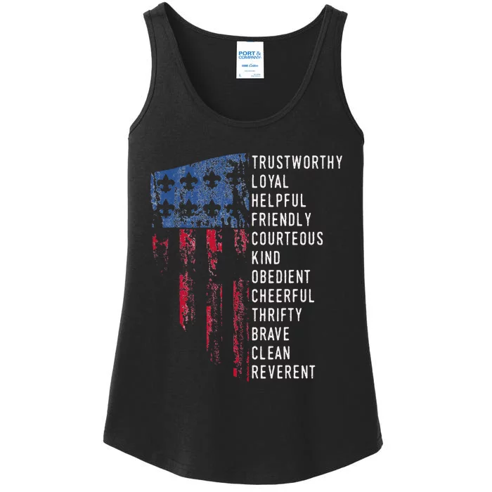 Vintage Scouting Us America Flag Scouting Law Ladies Essential Tank