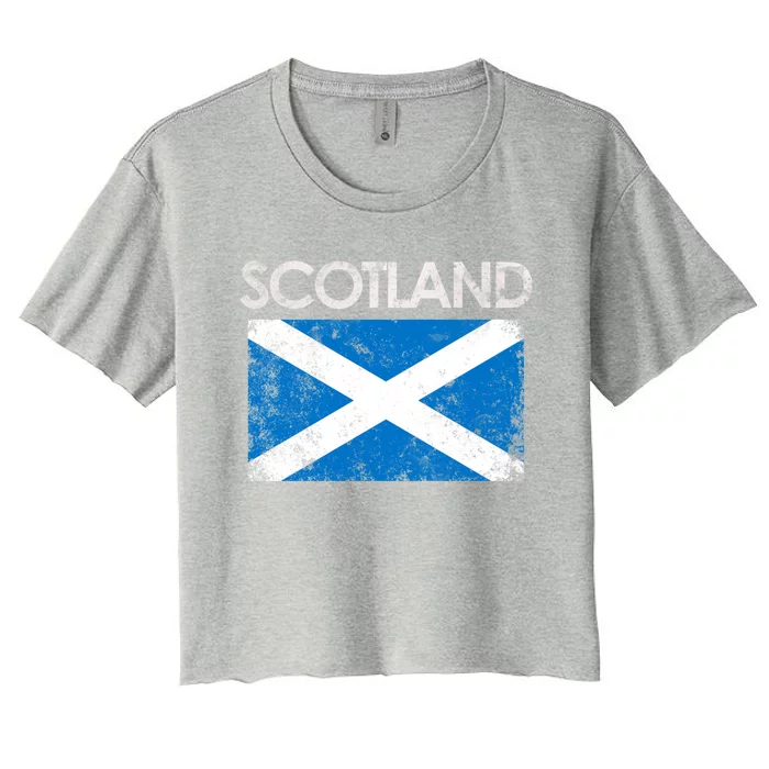 Vintage Scotland Uk Scottish Flag Pride Gift Women's Crop Top Tee