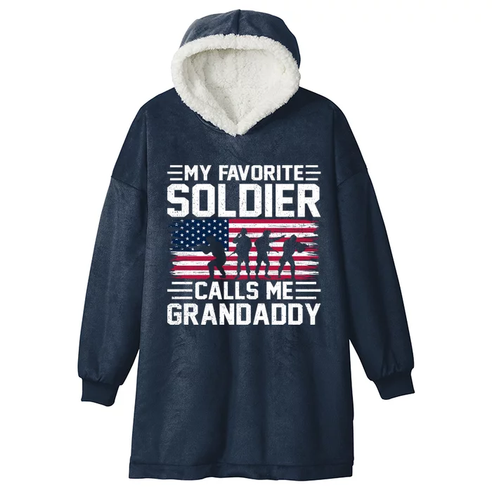 Vintage Style Usa Flag Soldier Grandaddy Army Father's Day Gift Hooded Wearable Blanket