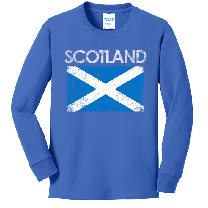 Vintage Scotland Uk Scottish Flag Pride Gift Kids Long Sleeve Shirt