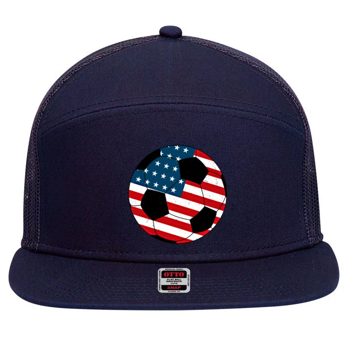 Vintage Soccer United States Soccer Ball American Flag Meaningful Gift 7 Panel Mesh Trucker Snapback Hat