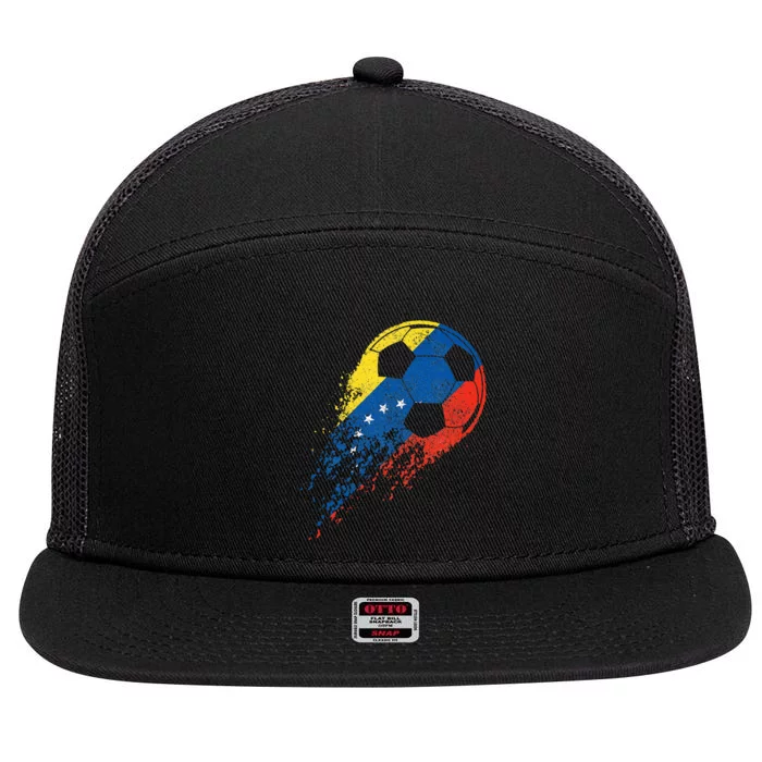 Venezuela Soccer Venezuelan Flag Pride Soccer Player 7 Panel Mesh Trucker Snapback Hat