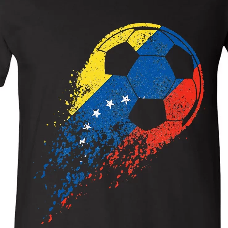 Venezuela Soccer Venezuelan Flag Pride Soccer Player V-Neck T-Shirt